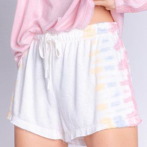 NWT PJ Salvage Sunset Hues Tie Dye  French Terry Lounge Shorts in Ivory S